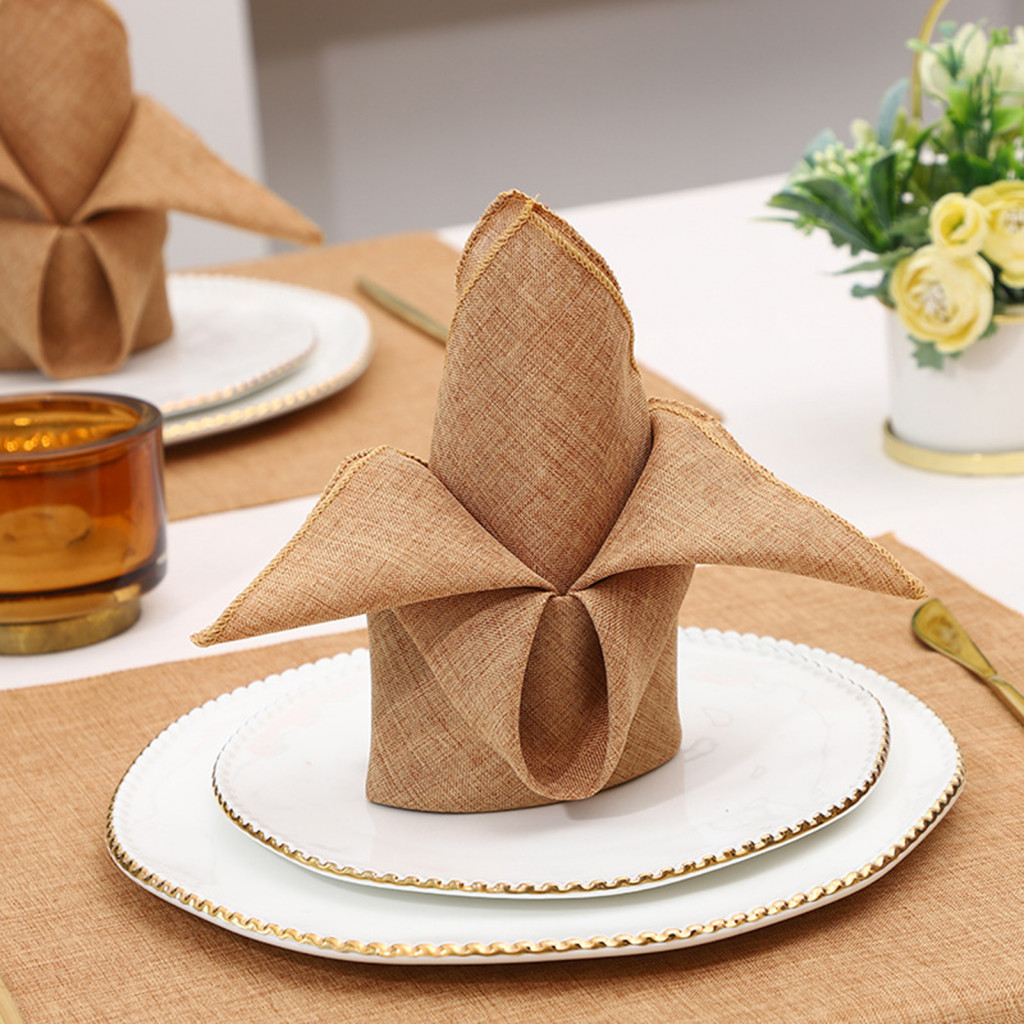 Imitation Linen Cloth Napkins 18x18 Inch Washable Reusable Fabric for Weddings Dinners Parties Table Decor – Durable a