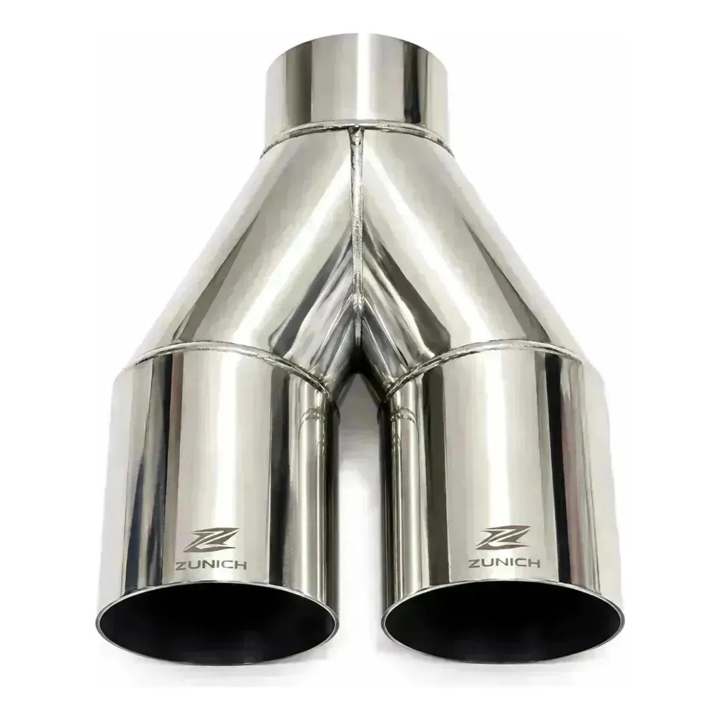 Ponteira Dupla 3 Polegadas Zunich Inox SS304 Chanfrada Entrada 2.1/2 Pol Personalização Escapamento
