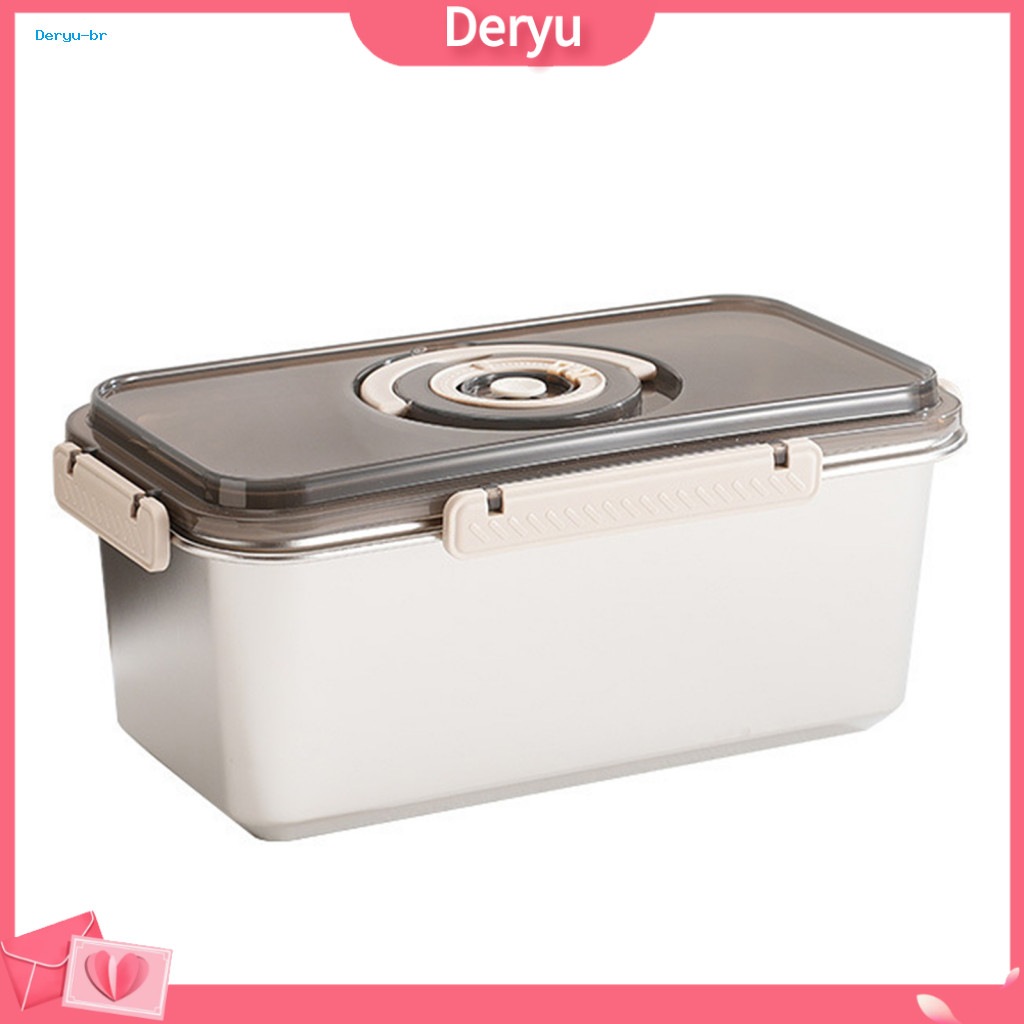 Portable Picnic Food Box Airtight Bread Storage Container Stainless Steel with Lid Date Recording Knob – for Sourdough