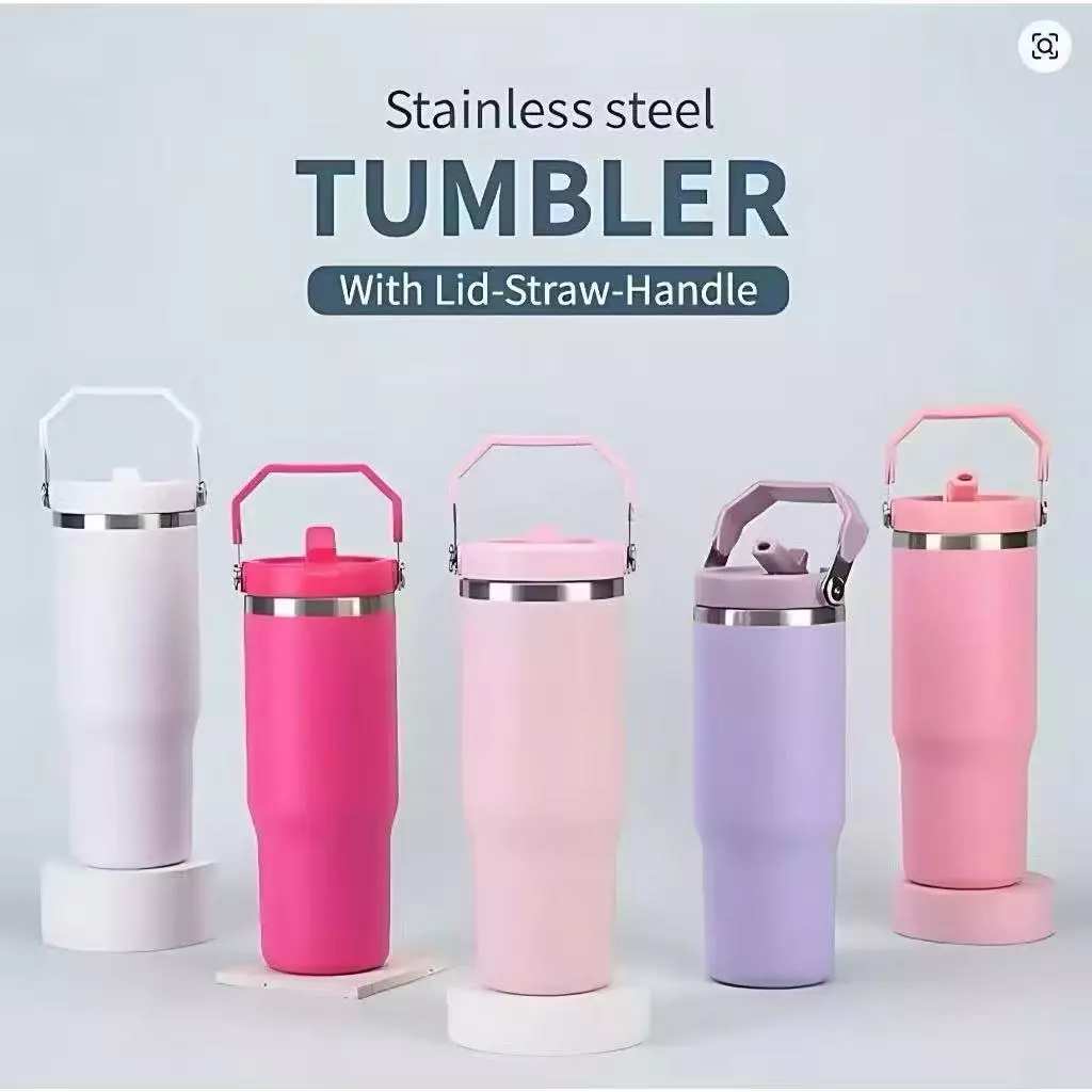 Stainless Steel Thermal Cup 900ml Lid in Cup Color, with Straw, Portable Christmas Thermal