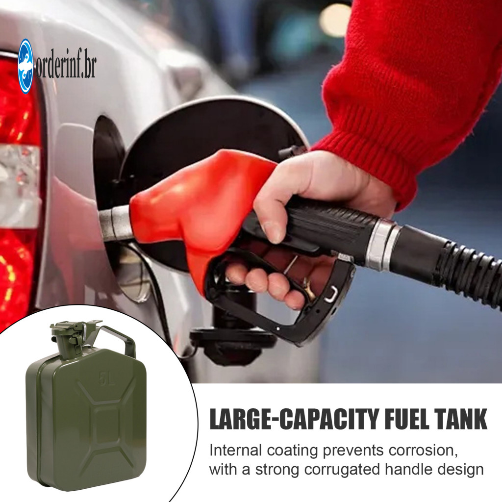 Secure Locking Fuel Barrel Leak-proof Container 5l Portable Metal Water Jug with Lid Anti-slip Pin – Outdoor Camping L