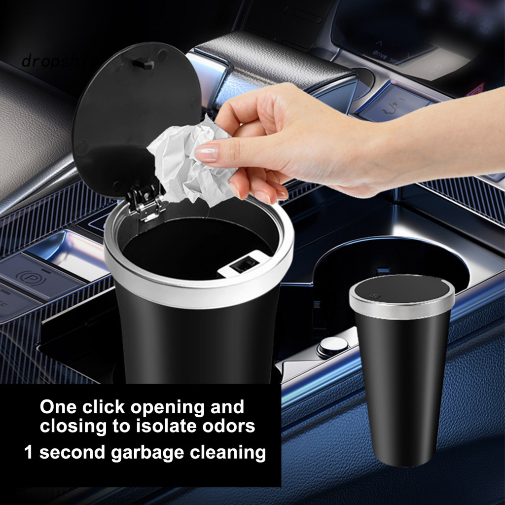 Car Waste Bin 800ml Trash with Lid Waterproof Leakproof Portable Rubbish Universal for Suv Truck Auto Center Console Int