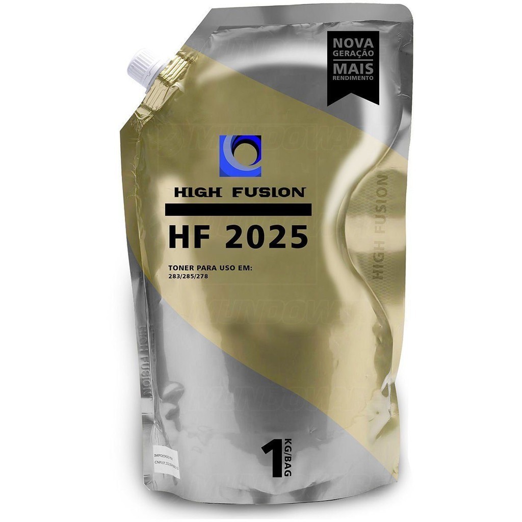 Pó de Toner High Fusion HF2025 HF1925 Compatível p/ 435A 436A 278A 285A 283A Original Preto Bag 1kg