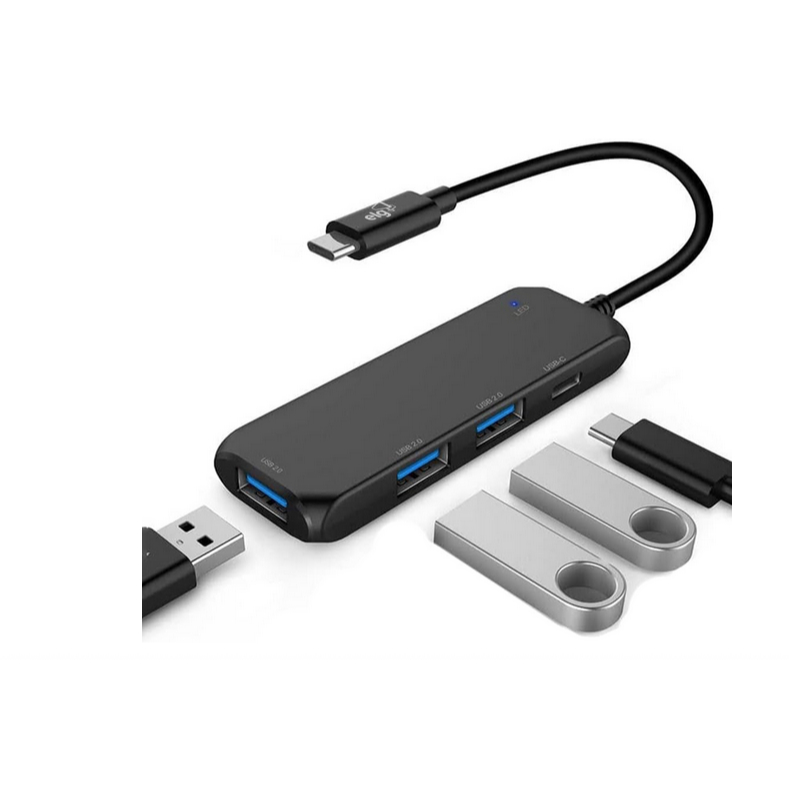 Adaptador USB-C 4 em 1 AU-592 compativel mac pc macbook chromebook Conectividade Eficiente HDMI e Duas Portas USB