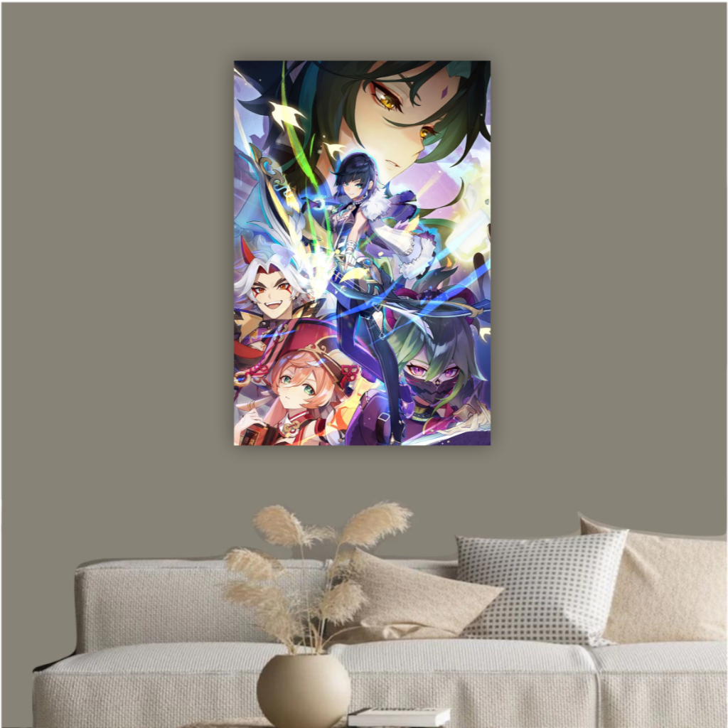 Quadro decorativo genshin impact xiao inazuma yelan itto jogo game decoração para sala quarto gamer