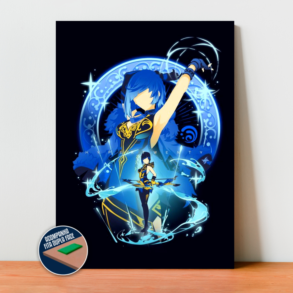 Quadro Placa Decorativa Yelan Genshin Impact em MDF | 20x28cm