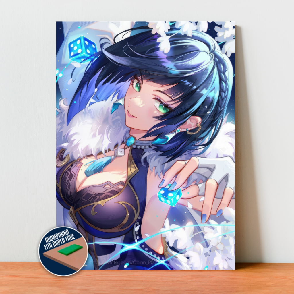 Quadro Placa Decorativa Yelan Genshin Impact em MDF | 20x28cm