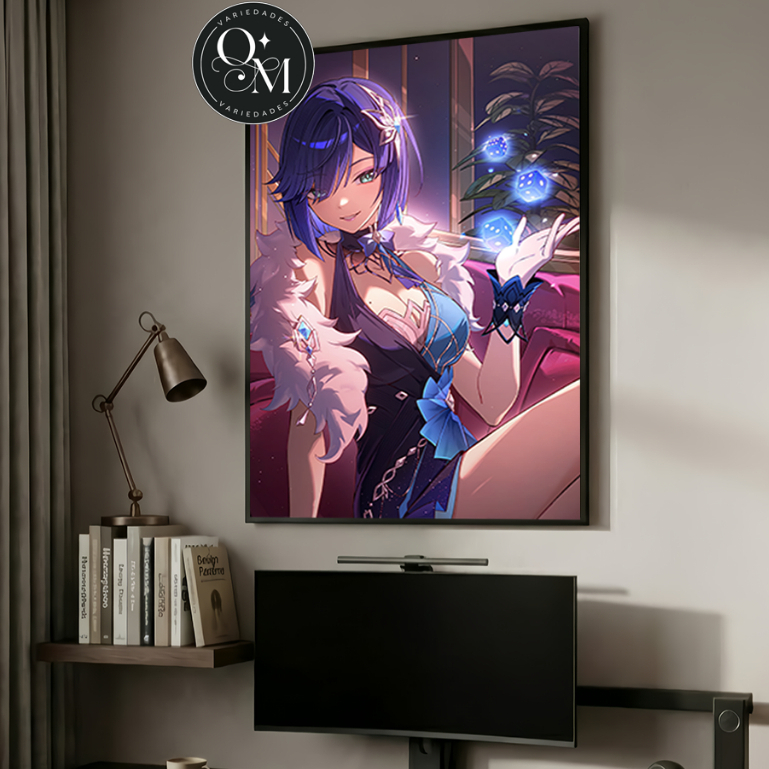 Quadro Decorativo Casa Quarto Jogo Genshin Impact Yelan Skin Fontaine Varios Tamanhos Modelos 1 Peça