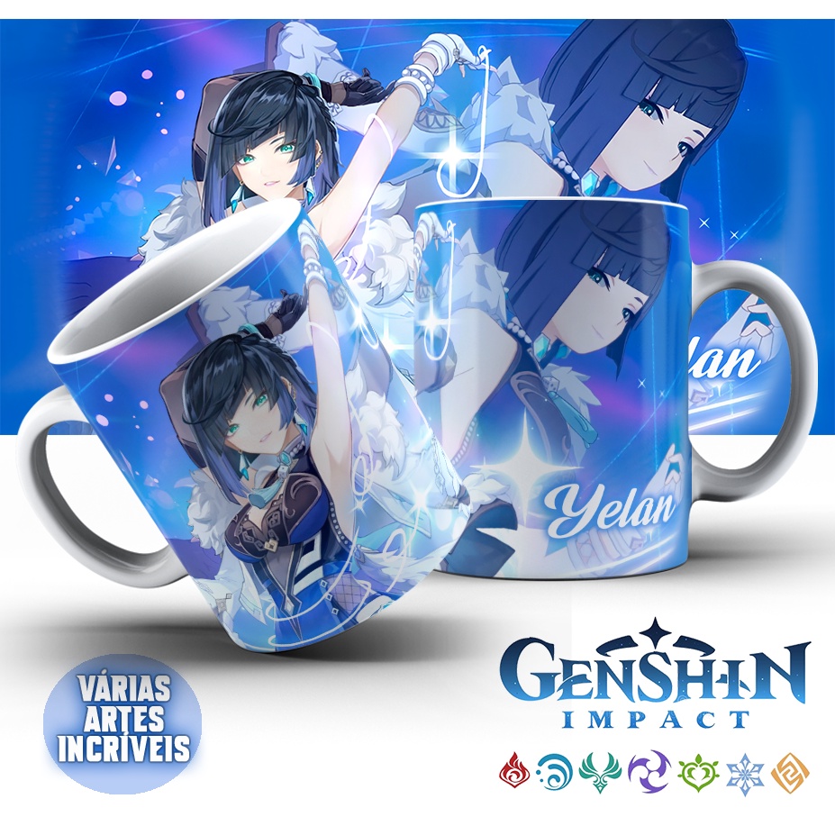 Caneca Yelan Genshin Impact Personalizada Geek Anime Otaku Gamer