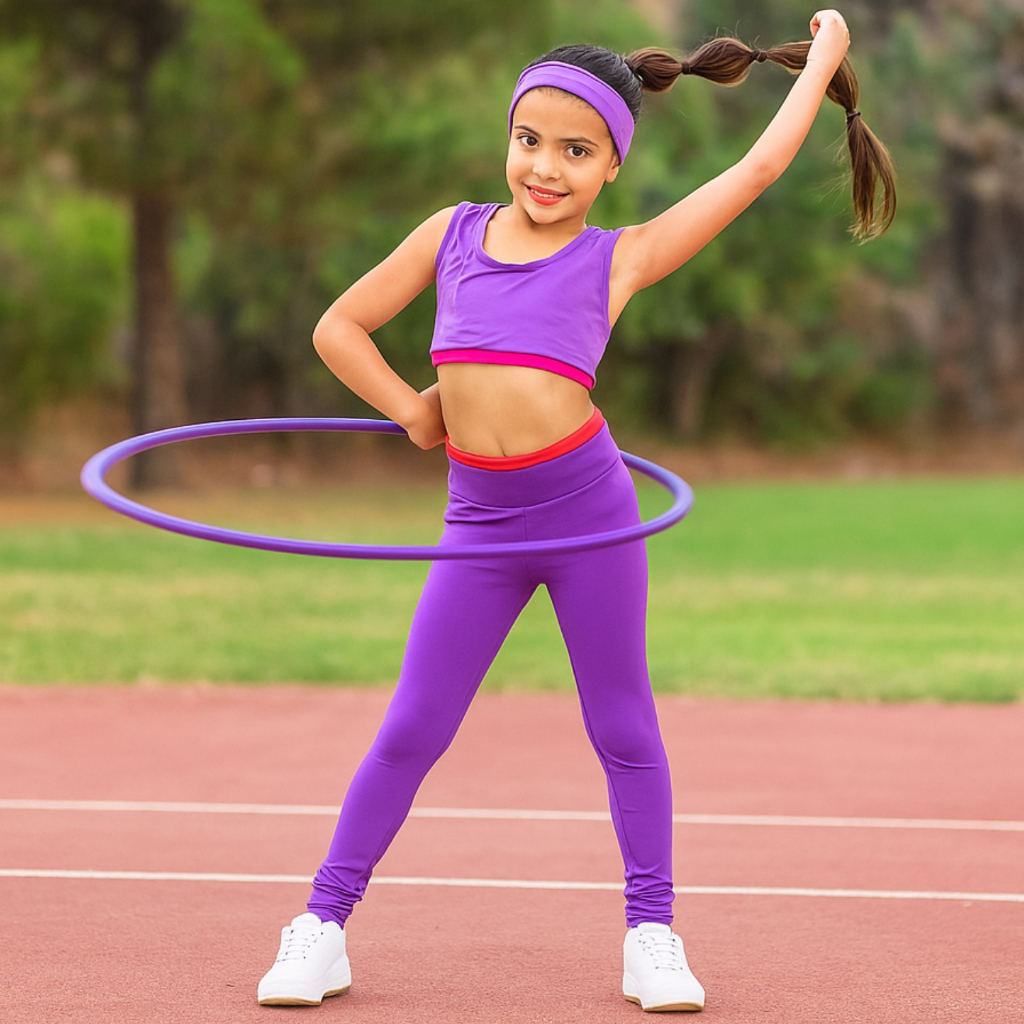 Conjunto Fitness Infantil Roupa de Treino Feminina Calça e Top Kids Ginastica