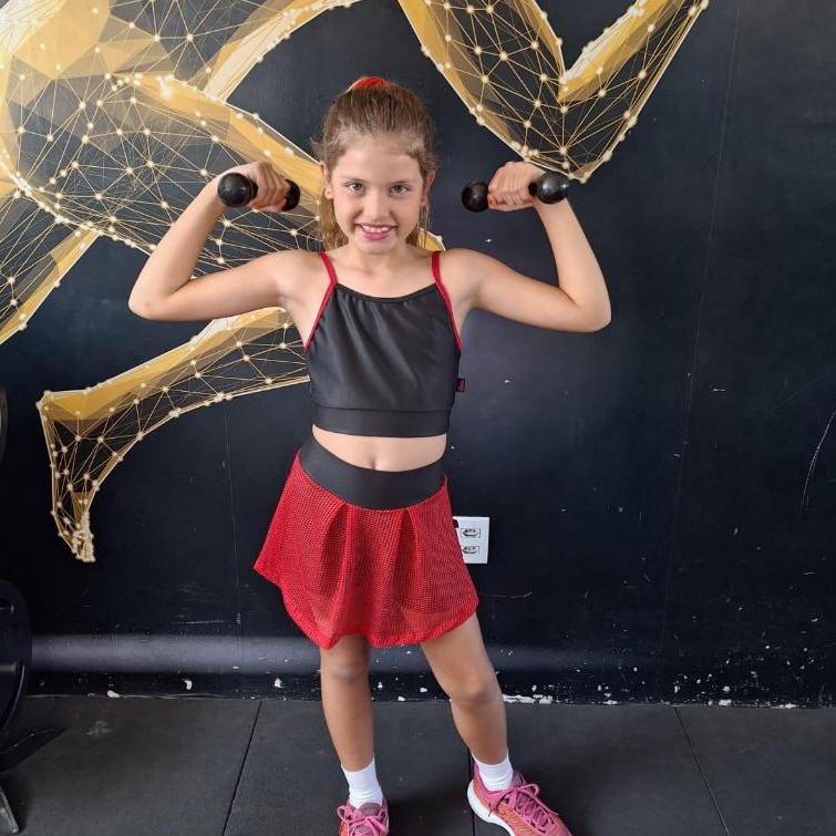 Conjunto Academia Fitness Infantil Feminino Top E Short Saia