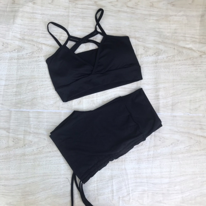 Conjunto preto básico Top ou Short Avulso poliamida fitness ( Peças vendidas separadamente)