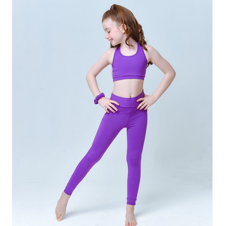 Conjunto Infantil Fitness Feminino POLIAMIDA Premium | Top e Calça Esportivo UV50+ | Moda Academia Menina Tendência