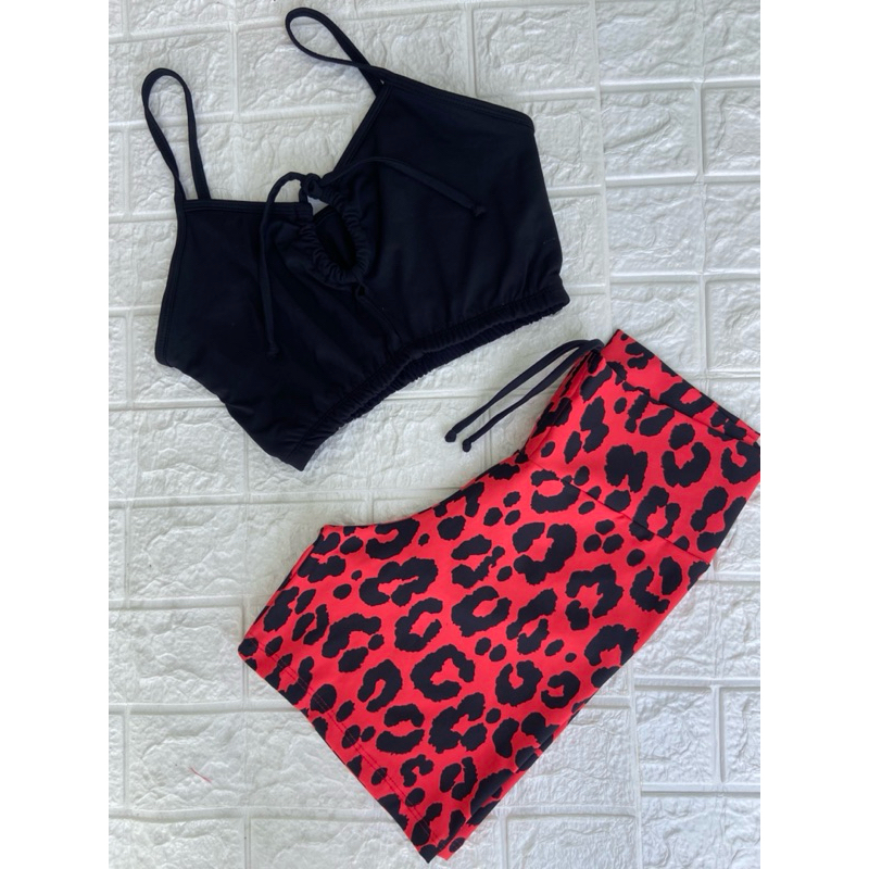 Conjunto onça vermelha Top , Short Avulso poliamida fitness ( Peças vendidas separadamente)