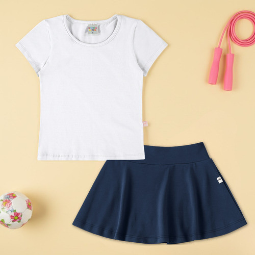 Conjunto Fitness Esporte Menina Blusinha Short Saia Have Fun