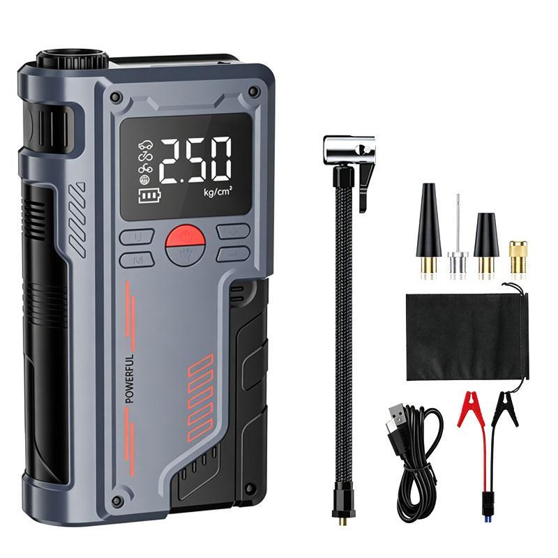 Compressor de Ar Portátil 150PSI com Auxiliar de Partida 12V Power Bank 10000mAh Digital LED Carro Moto Bike