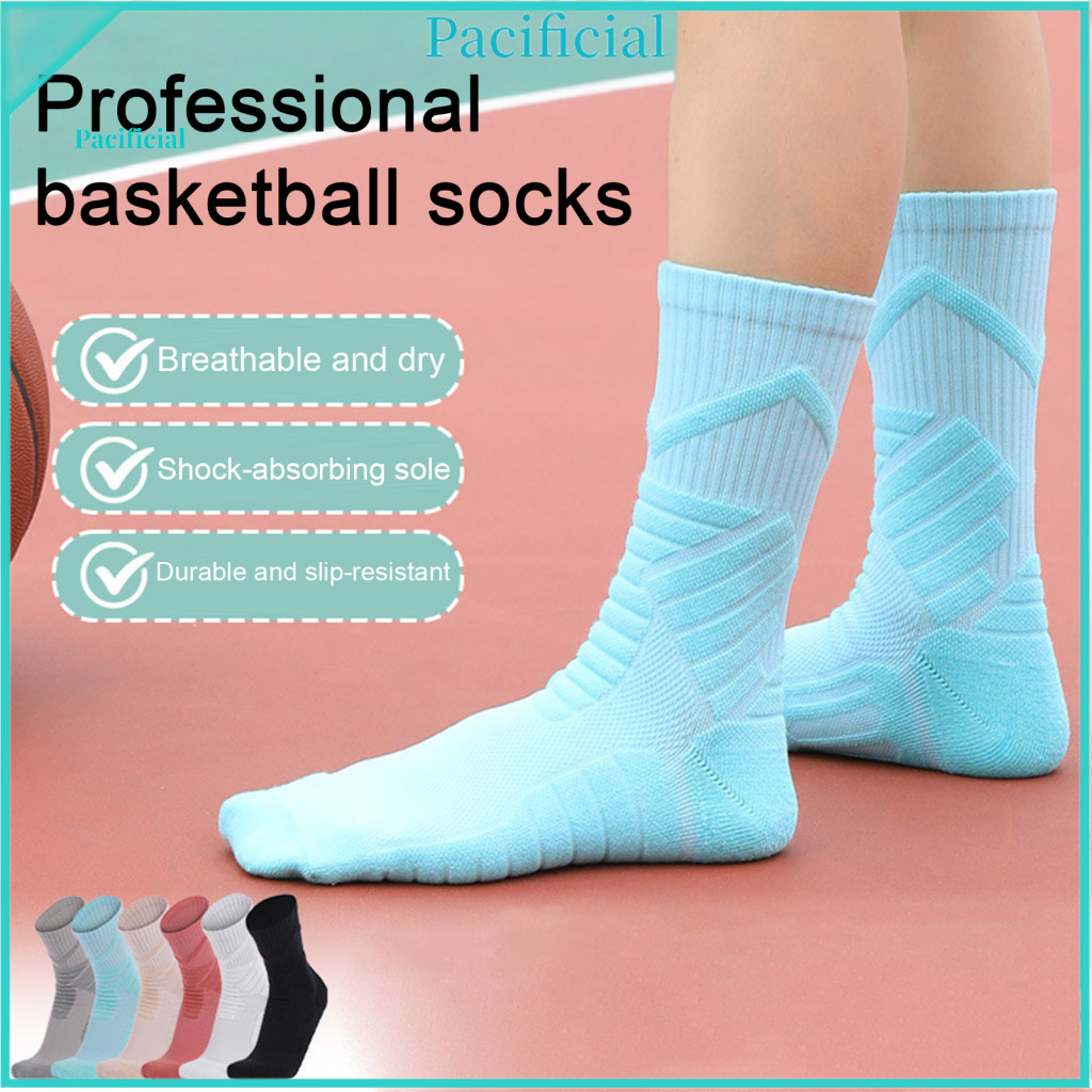 Elastic Athletic Socks Cotton Men’s Basketball Cushioned Crew Breathable Performance Sports Running for Boys – for T