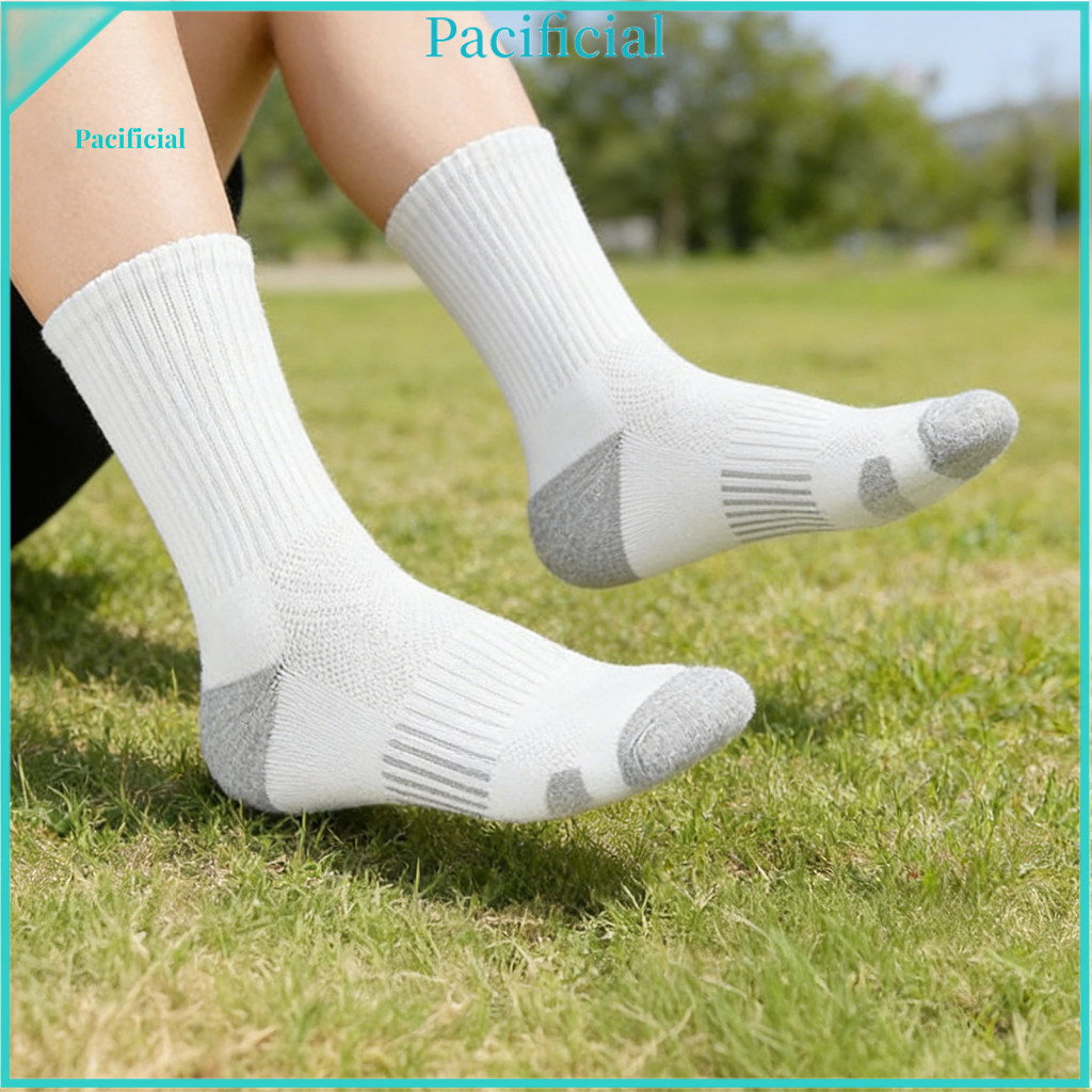 High Elasticity Socks Supportive Jogging 5 Pairs Men’s Sports Breathable Athletic Crew Color Block Cushioned for Worko