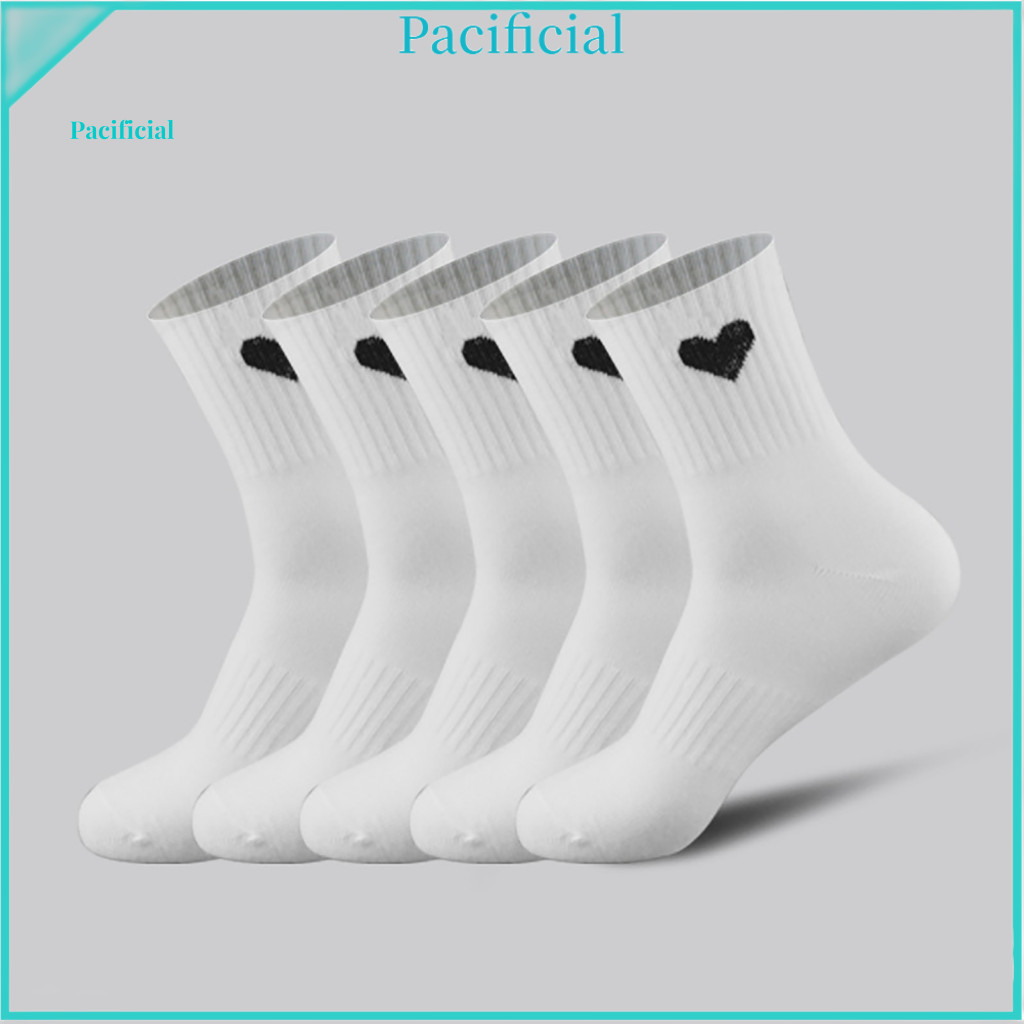 Comfortable Winter Socks Breathable Polyester 5 Pairs Men’s Love Heart Crew – Sweat-absorbent Athletic for Sports Ru