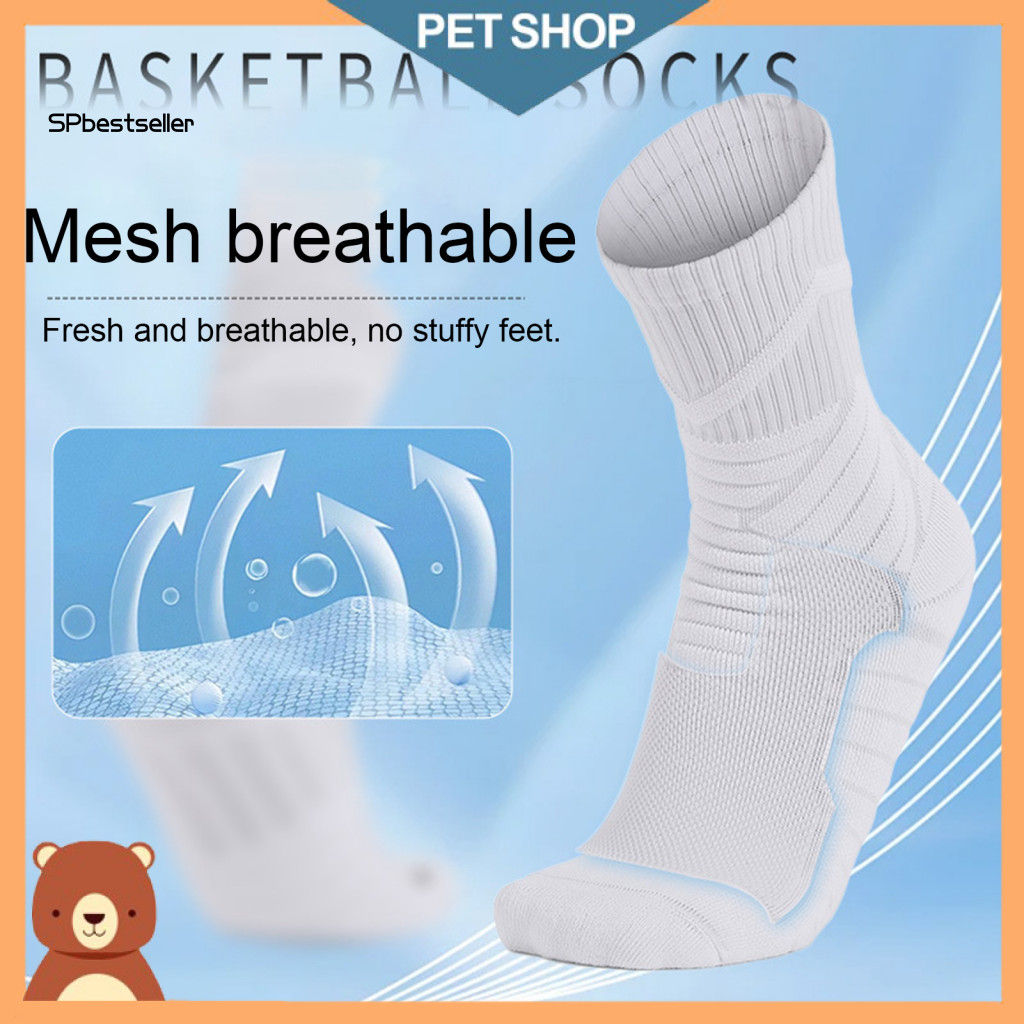 Cotton Socks Towel Bottom Men’s Basketball Cushioned Crew Athletic Breathable Performance Sports Running for Boys –