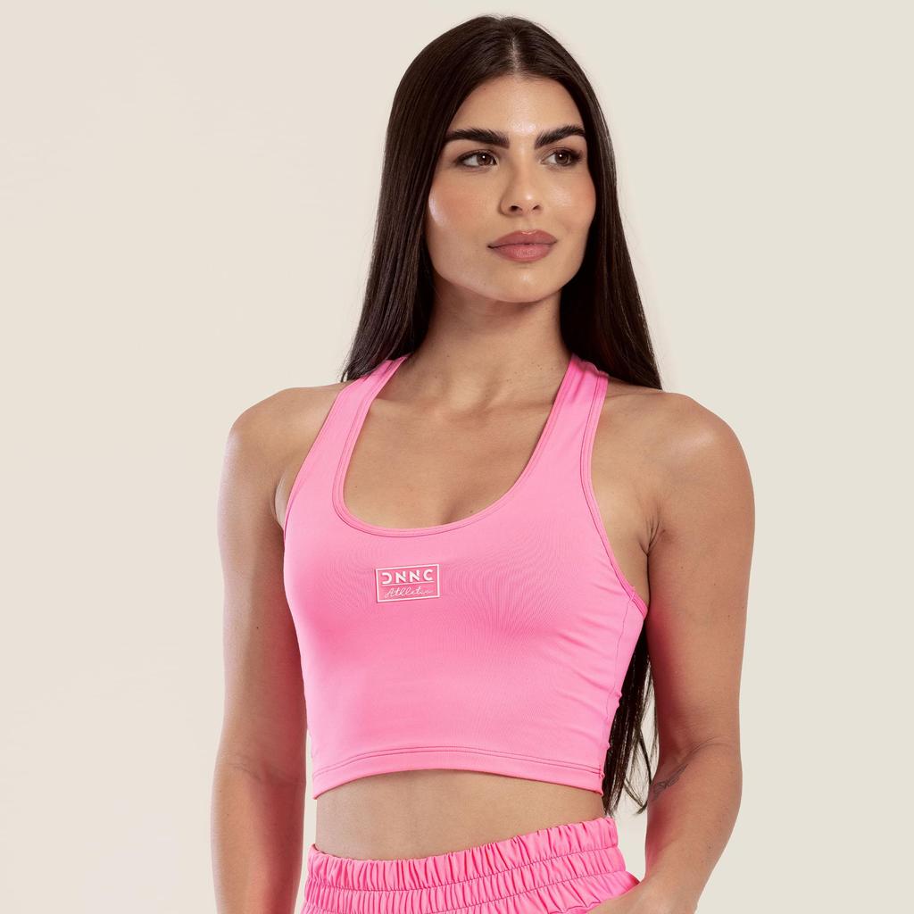 Cropped Decotado Nadador Rosa Confete Poliamida Soft