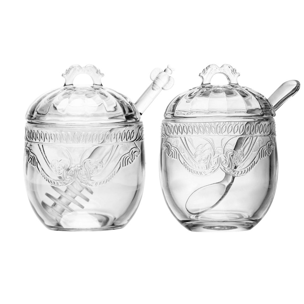 Kit Açucareiro e Meleira C/ Colher e Tampa Imperial 240ml Cristal - Lyor