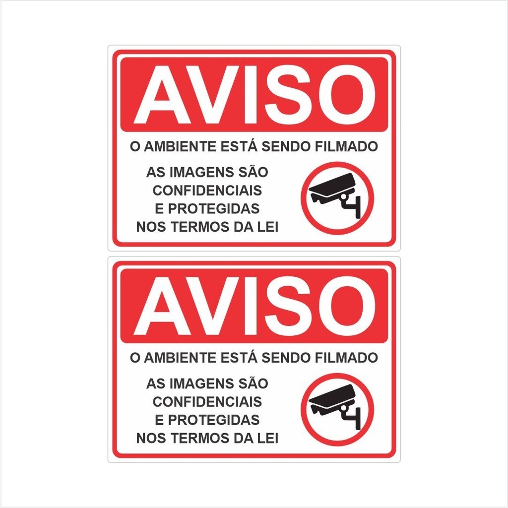 Kit 2 Adesivos Ambiente Filmado Monitorado