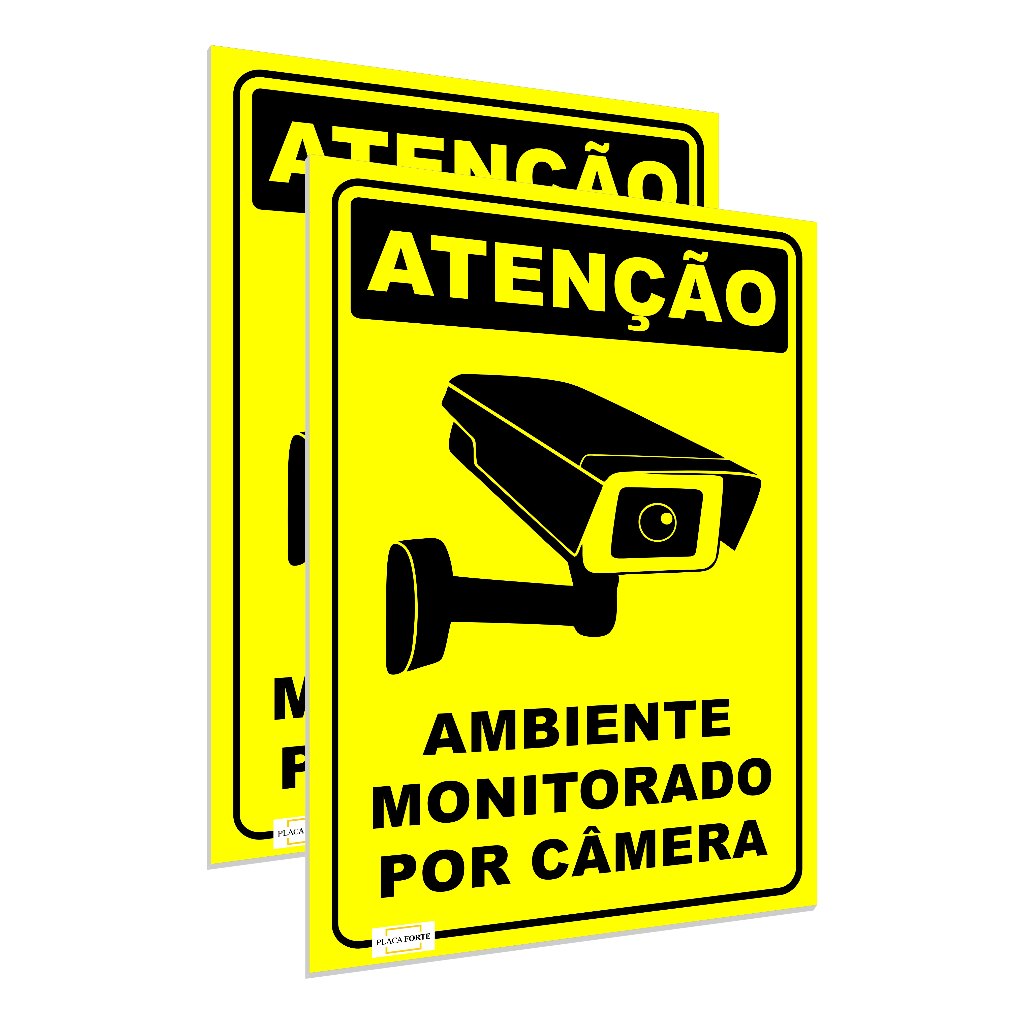 Placa Sinalização Atenção Ambiente Monitorado Por Câmera Segurança