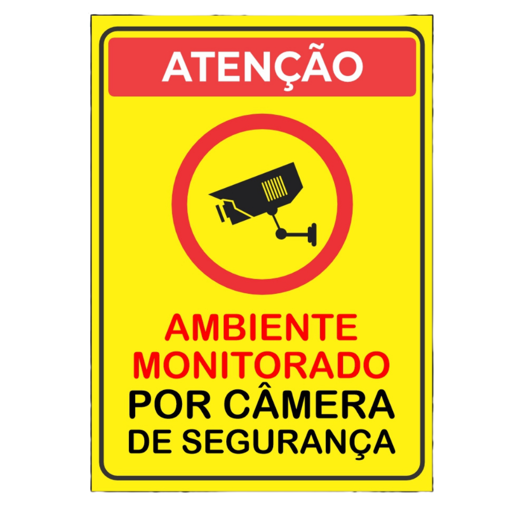 Placa Sinalização Ambiente Monitorado Por Câmera De Segurança Monitoramento