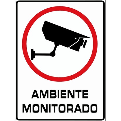 Kit Placas De Aviso Sinalização Ambiente Monitorado 15x20