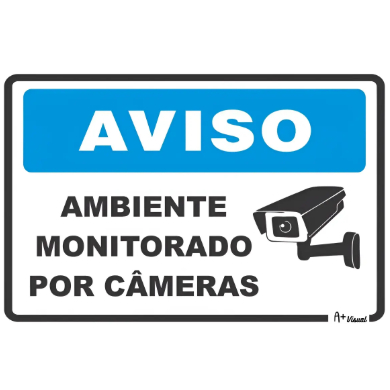 Placa de Sinalização Ambiente Monitorado por Câmeras 30x20 cm | Aviso de Segurança | PS, PVC ou Adesivo