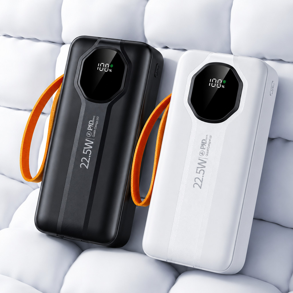 Power Bank 30000mAh Carregador Portátil com Cabos Embutidos e Display Digital ANJGG BRASIL