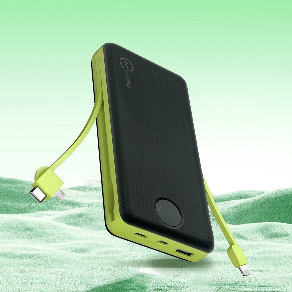 Power Bank 20000mAh com Cabos Embutidos Tipo C Micro USB Lightning Carregador Portátil Rápido