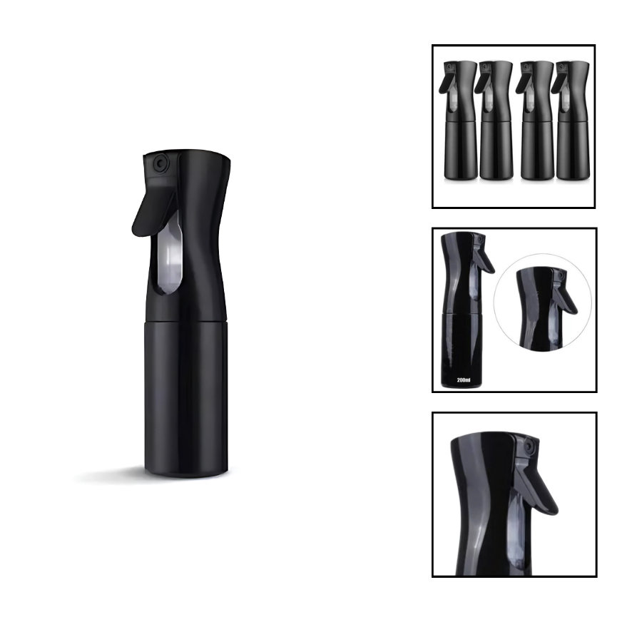 Pulverizador Borrifador Spray Contínuo Nevoa Cor Preto Para Cabelos Plantas Tecidos 200ml