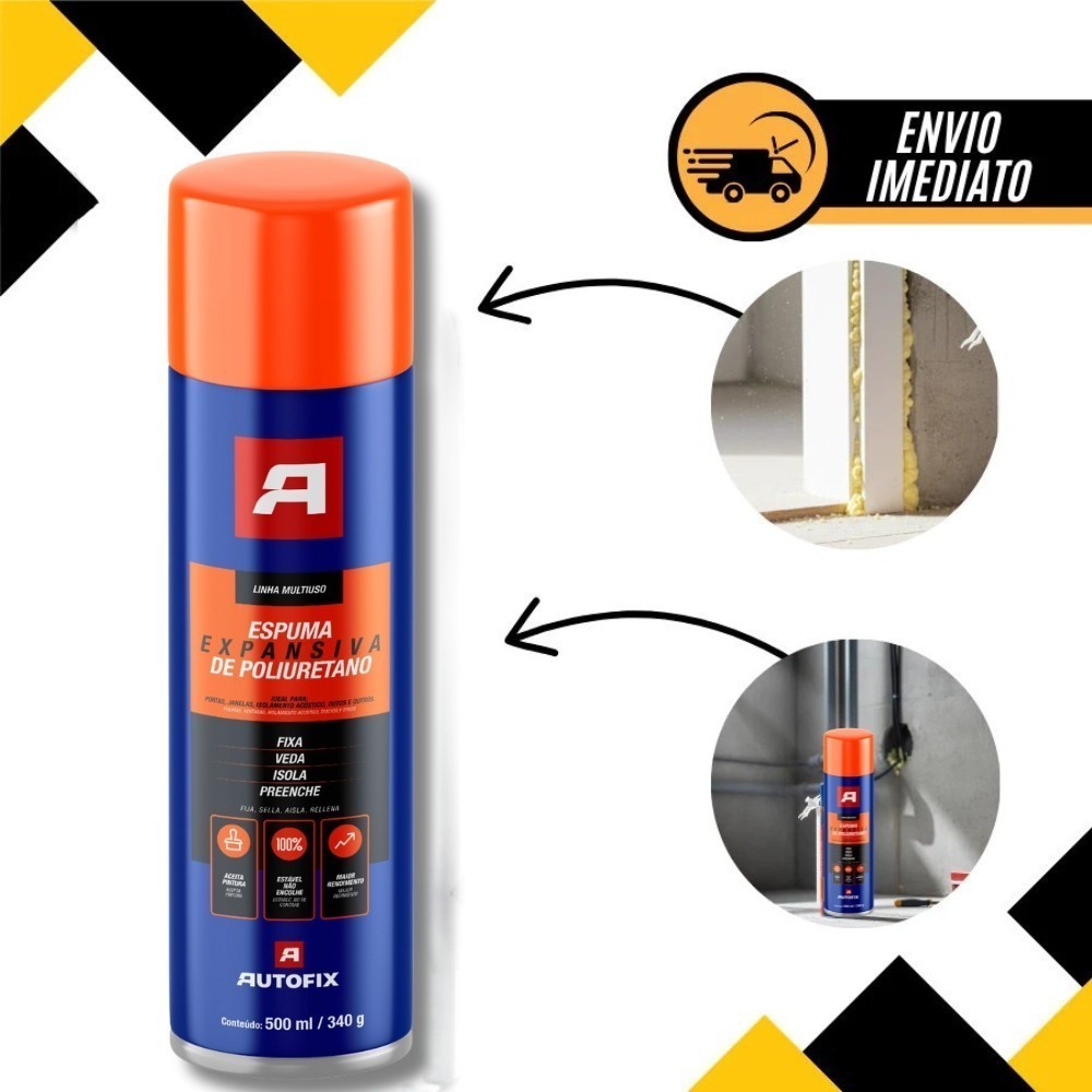 Kit 2 Espuma Expansiva Spray 500ml Autofix Isolamento Total ok