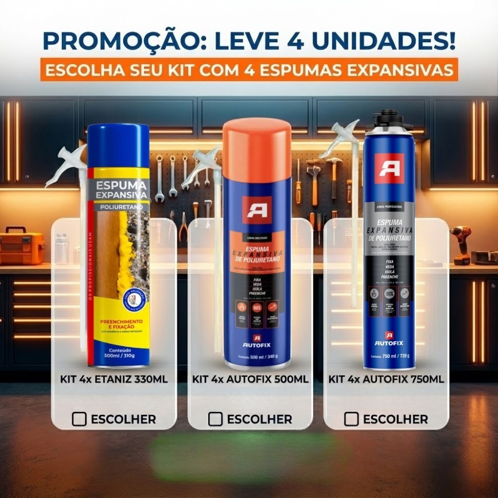 Kit 4 Espuma Expansiva PU Spray 330ml 500ml 750ml Escolha
