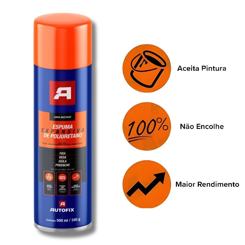 Kit 3 Espuma Expansiva PU 500ml Autofix Profissional Spray ok