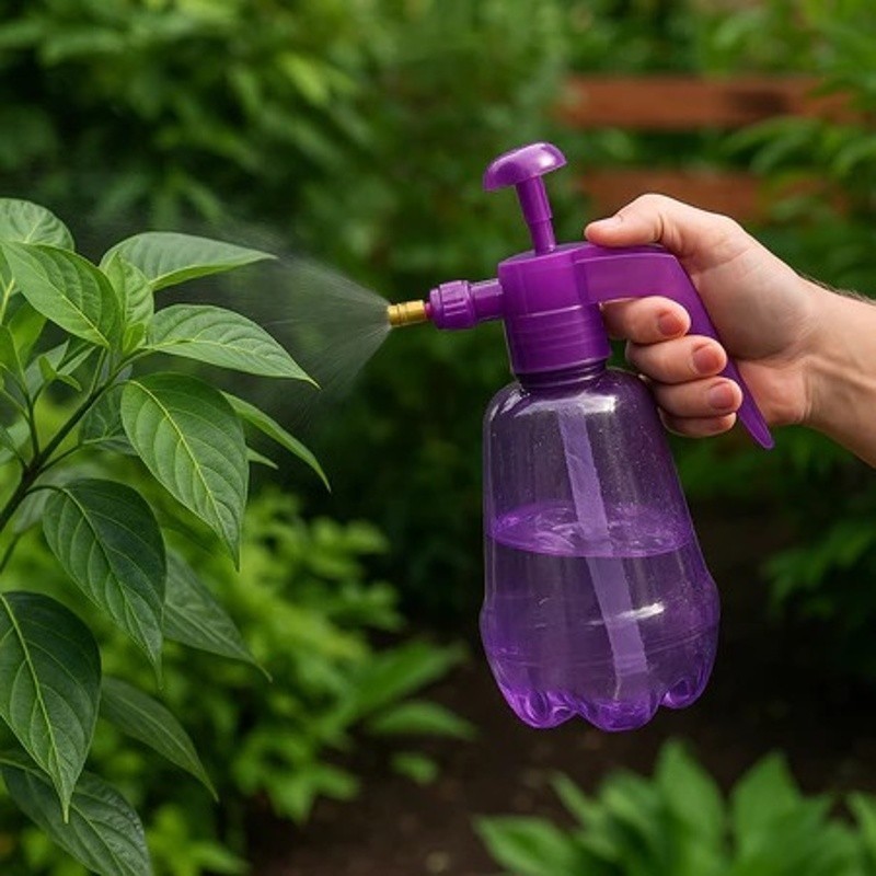 Pulverizador Pressão Manual 1,6L Gatilho Trava Borrifador Jardim Plantas Limpeza Janela Quintal