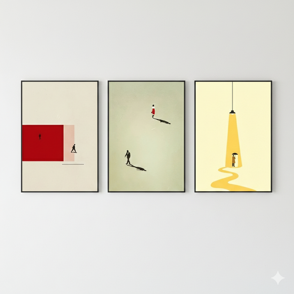 Quadro decorativo Nordic figura arte da parede pintura para sala, quarto 40x60