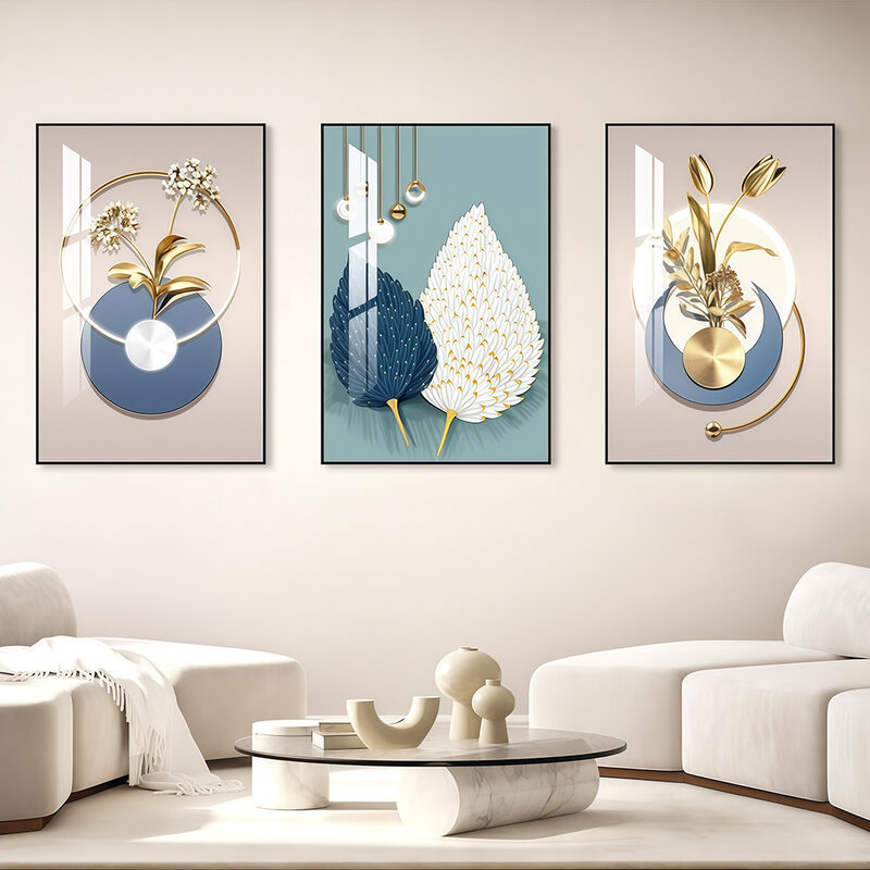 Kit 3 Peças Quadro Decorativo Luxo Pintura Murais Parede Decoração Sala De Estar Quarto Arte Na Parede
