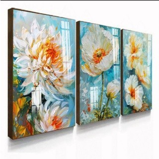 Kit Quadros Decorativos Decoração Flor Pintura Arte Flores Escritório Delicado Moderno Sala Quarto