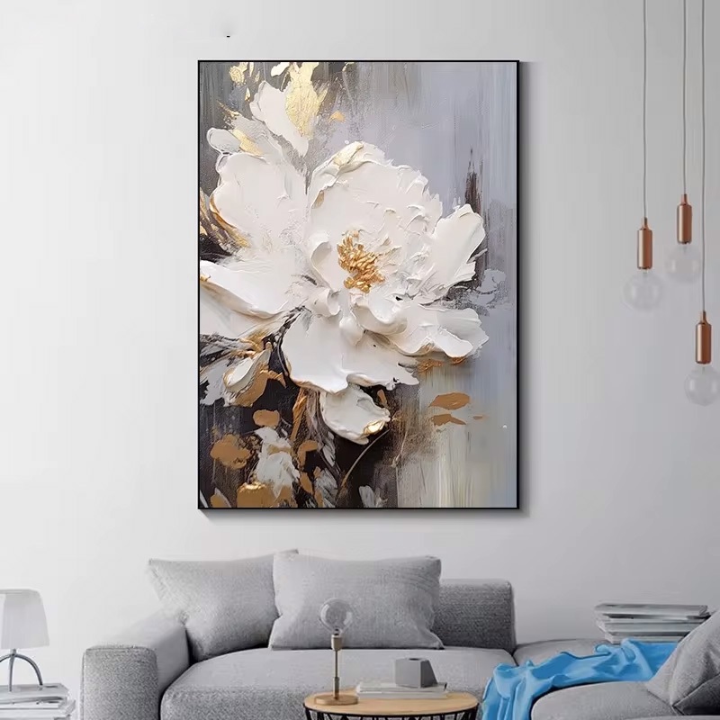 Quadro Flor Branca Decoração Casa Quarto Sala Arte Pintura