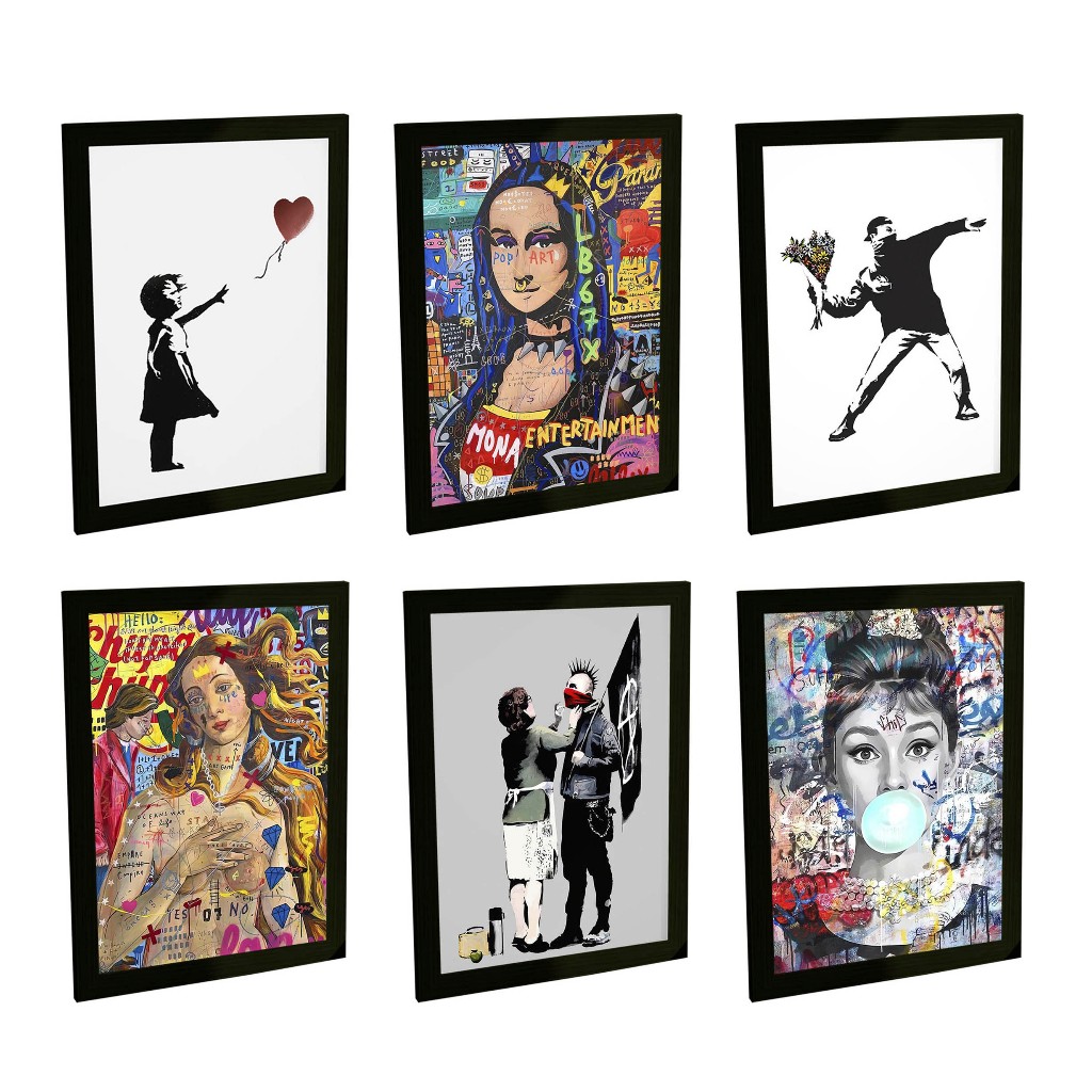 Placas Decorativas Grafite Arte de Rua Banksy Pop Arte Pinturas Varios Modelos Decoração Quarto Sala