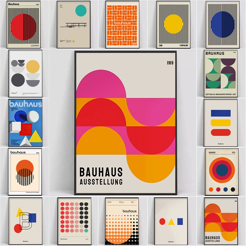 Pôsteres Geométricos De Exposição Bauhaus E Impressões Arte Minimalista Tela Pintura Em Para Sala De Estar Mural Decoração De Casa