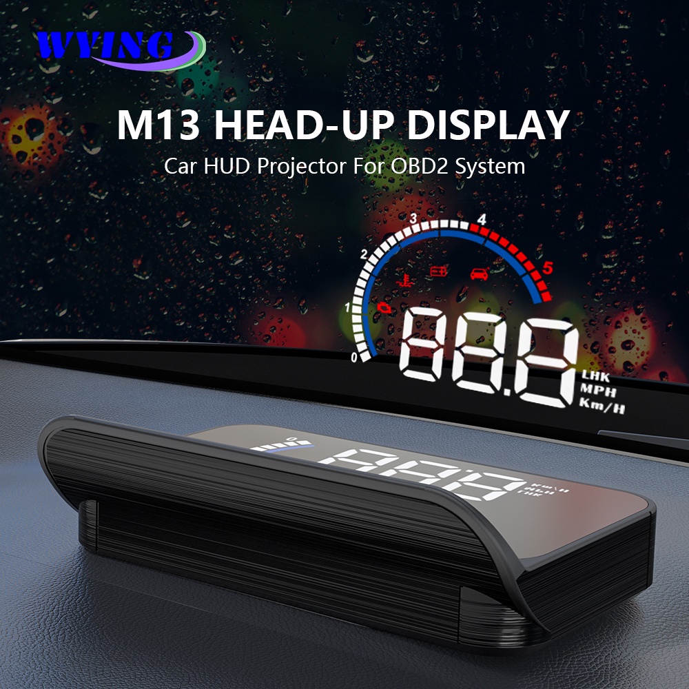 WYING M13 Carro HUD Head-Up Display OBD2 EUOBD Velocímetro Projetor Pára-Brisa Alarme Auto Acessórios Eletrônicos