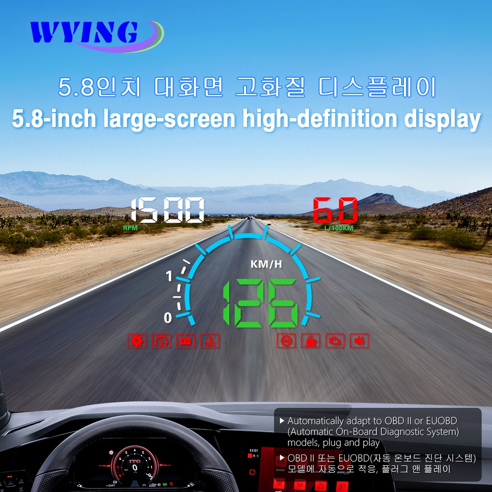 WYING E350 Carro HUD Head-Up Display OBD2 Velocímetro Digital Pára-Brisa Projetor Alarme De Excesso De Velocidade Temper