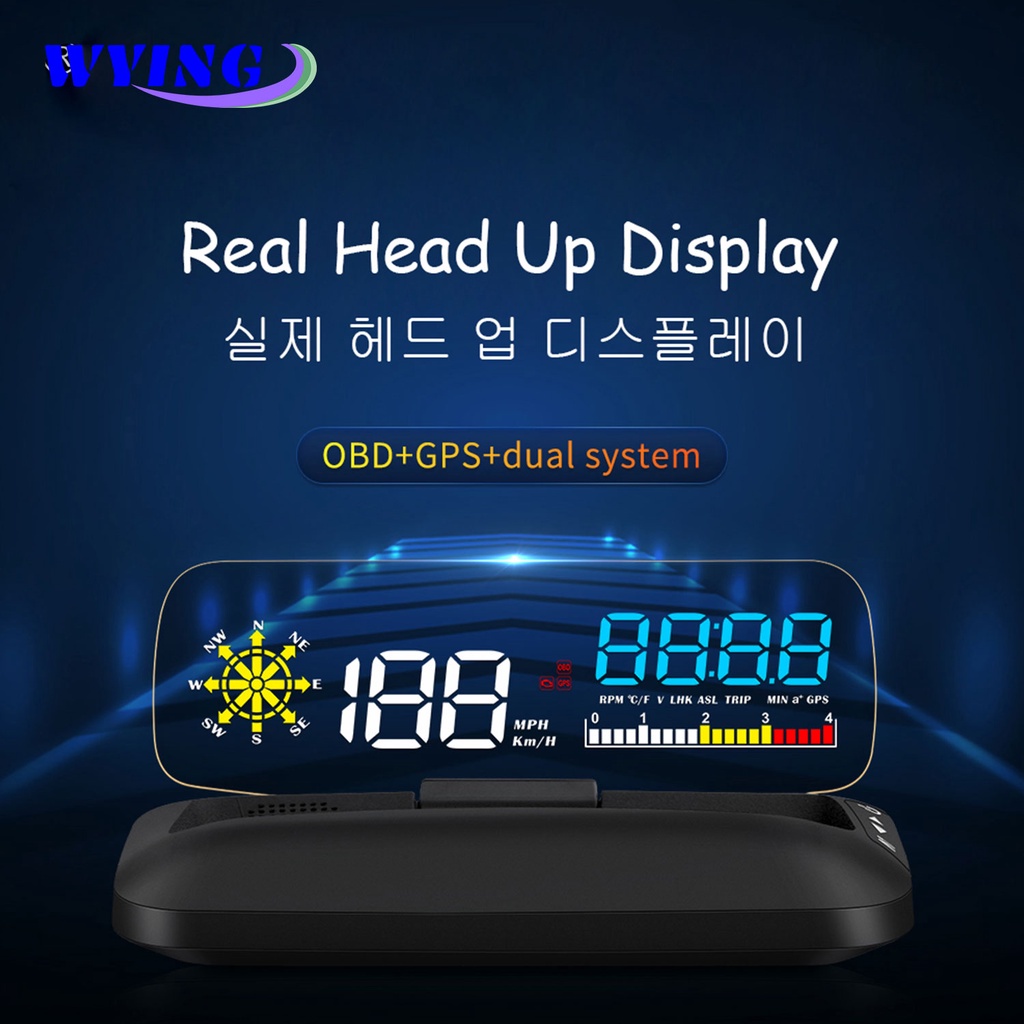WYING HUD C5 Head-Up Display OBD2 + GPS Velocímetro Carro Pára-Brisas Projetor De Velocidade KMH/KPM Compatível Com Todo