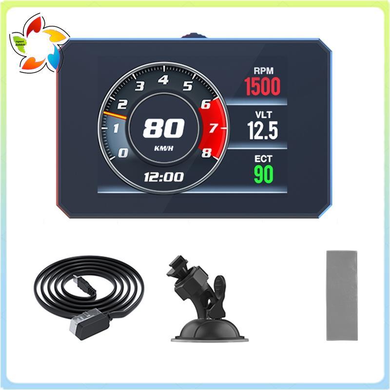 P16 Carro OBD2 HUD 3 Polegada LCD Head Up Display Com Velocímetro Digital RPM Temperatura Da Água Tensão Turbo Pressão