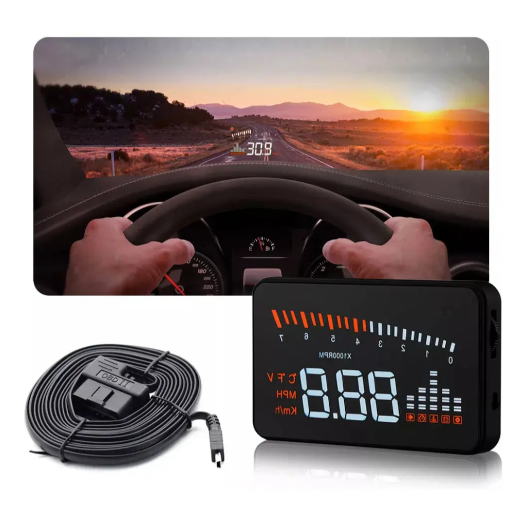 Display Veicular HUD Head Up MH-X5 Velocimetro Digital OBD2 Alerta De Velocidade