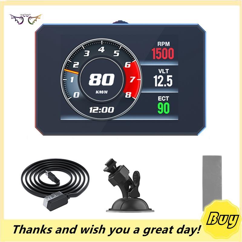 P16 Carro OBD2 HUD Head Up Display 3 " LCD Velocímetro Digital Com RPM , Temperatura Da Água , Tensão E Pressão Turbo